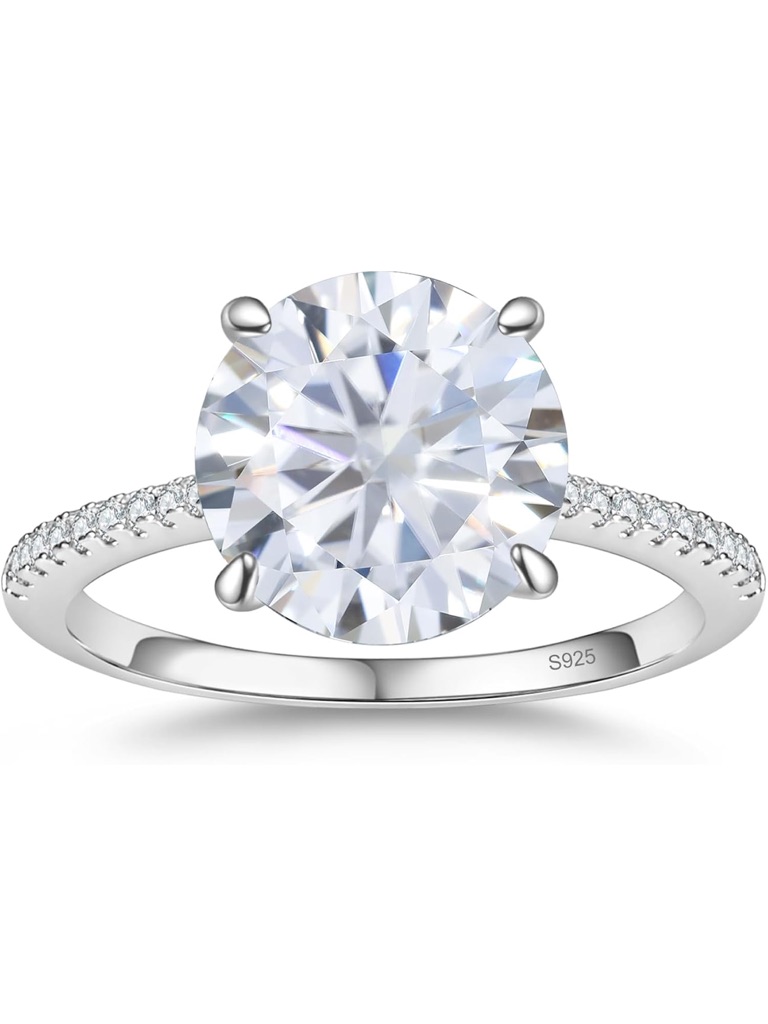 Classic 3 Ct Solitaire Round 18k White Gold Plated Ring Size 8